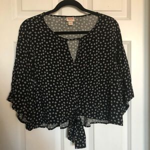 Tie-Front Cropped Blouse